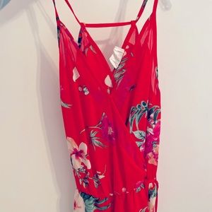 tropical flower cinched waist tank